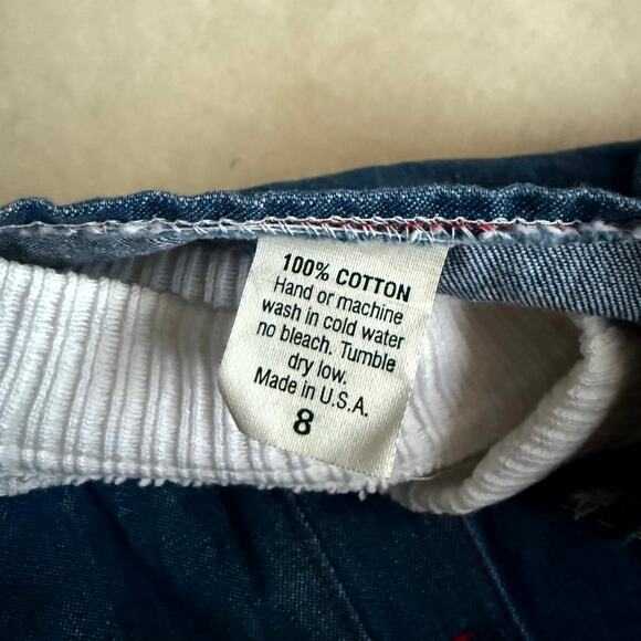 Vintage 90s Piano Kids Fashion Jumper Dress & Shirt Set Girls 8 Farm Patch Denim - Picture 6 of 6